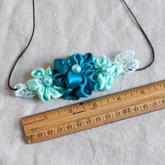 Turquoise Ribbon Flower Headband - Picture 6 of 7